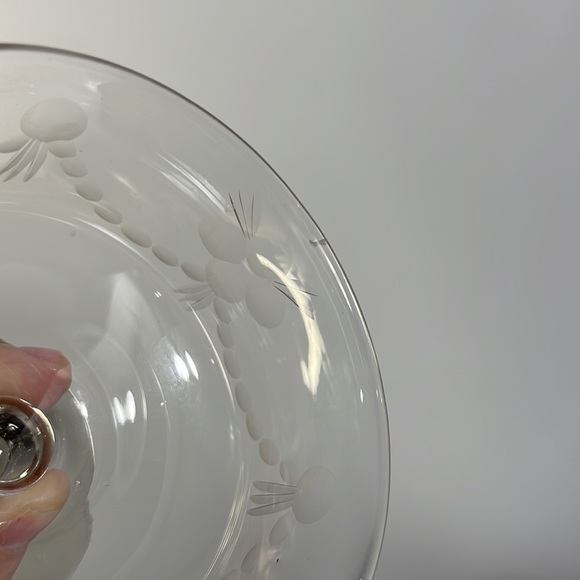 Vintage Mid-century modern etched short-stem champagne sorbet glasses set of 5 - Picture 10 of 13